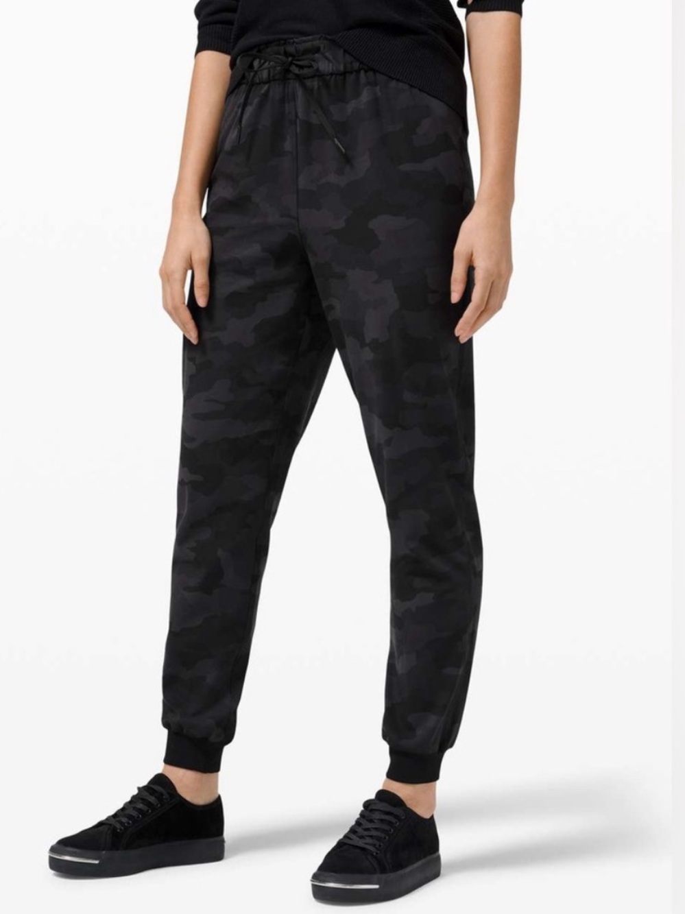 Lululemon Stretch High-Rise Joggers Black Camo Deep Coal Size 14